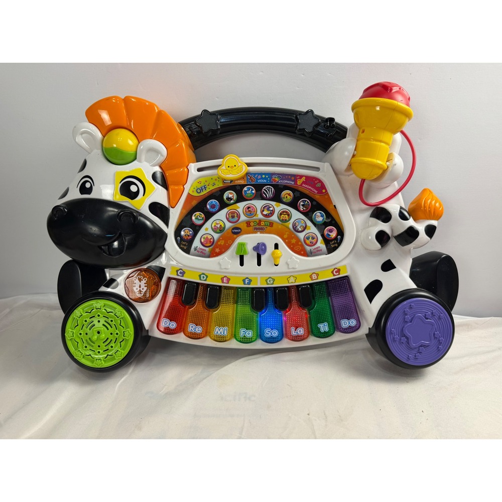 VTech Zoo Jamz Piano Zebra Musical Toy with Microphone and Light-Up Keys